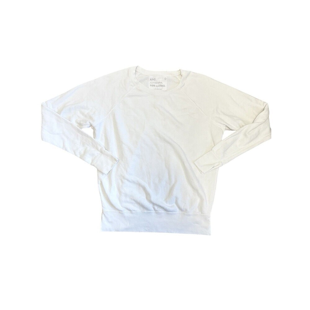 Unsubscribed White Raglan Sweatshirt Women’s Medium NWOT Minimal Sustainable Eco - Picture 2 of 9